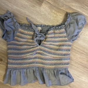 Blue American eagle preppy blouse